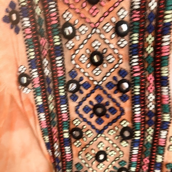Free People Market Place Embroidered Bohemian Maxi Tunic Blouse - Picture 7 of 15